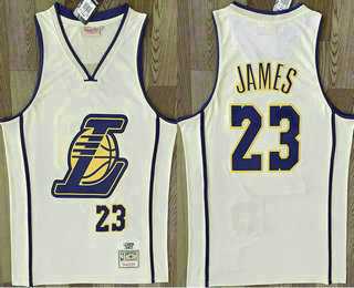 Men's Los Angeles Lakers #23 Lebron James Cream Throwback Swingman Jersey,We sell and wholesale Men's Los Angeles Lakers #23 Lebron James Cream Throwback Swingman Jersey on line form chian!
